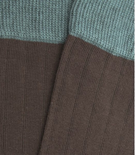 Brown and Blue Ribbed Socks