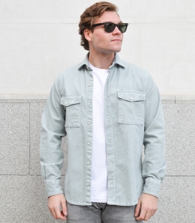 Washed Ice Blue Corduroy Overshirt