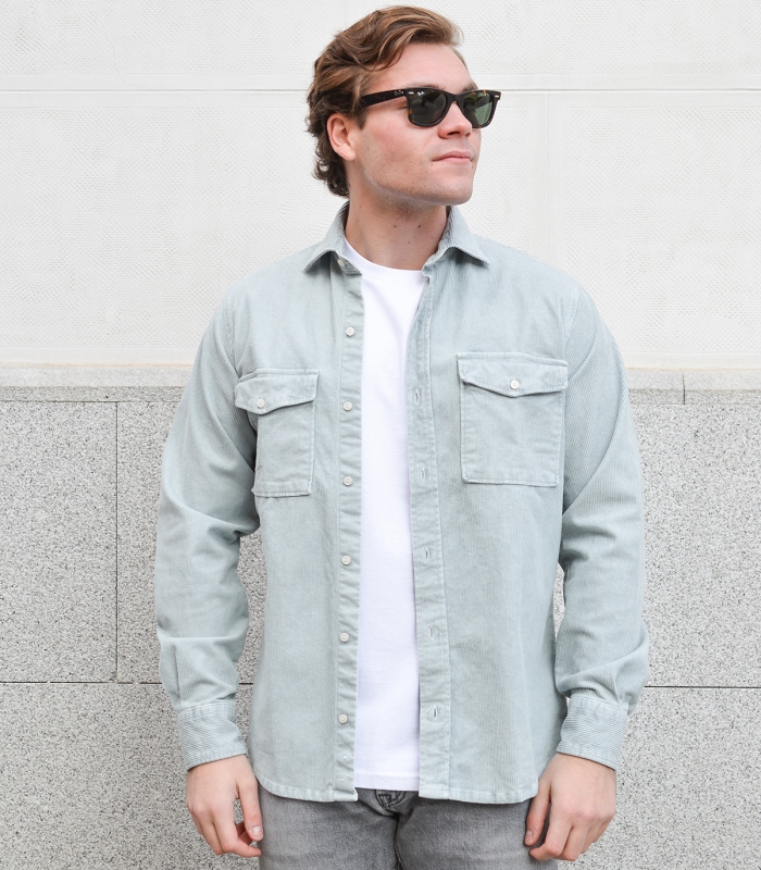 Washed Ice Blue Corduroy Overshirt