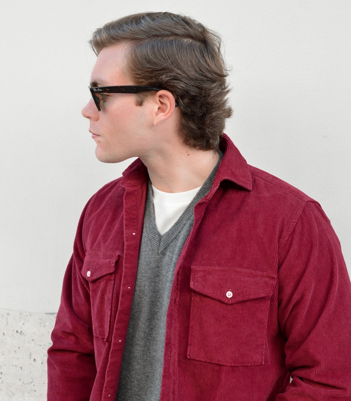 Washed Bordeaux Corduroy Overshirt