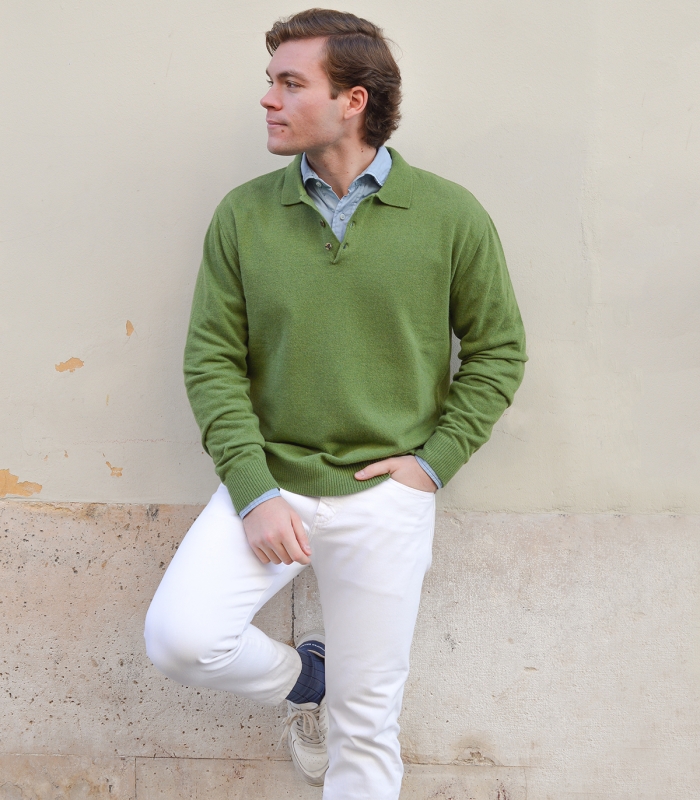 Jersey Polo Lana Cashmere Verde