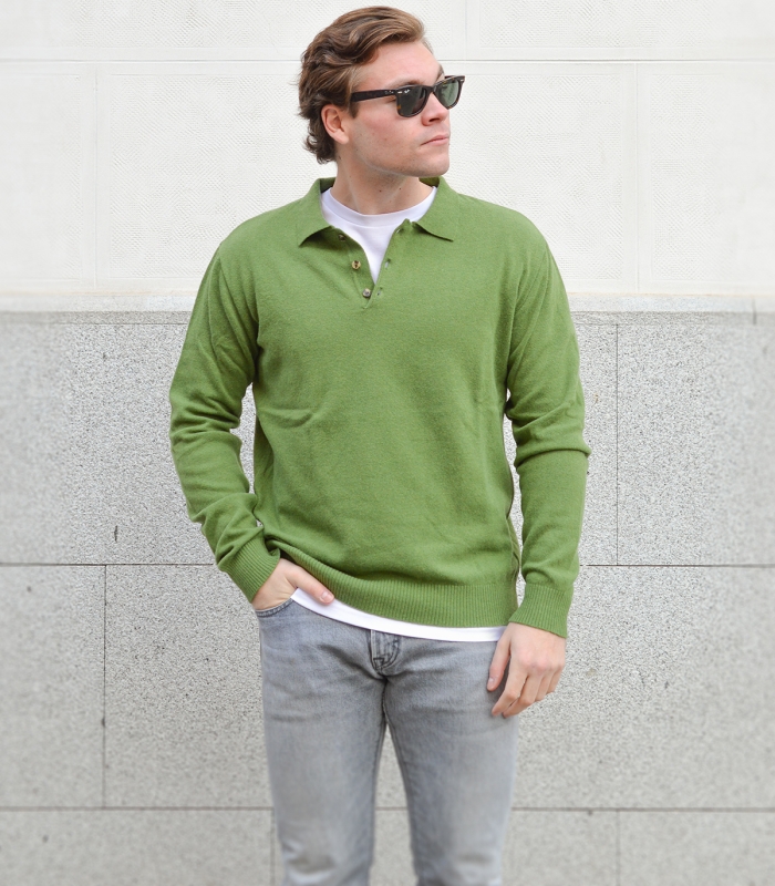 Jersey Polo Lana Cashmere Verde