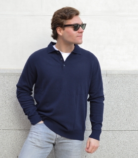 Jersey Polo Lana Cashmere Azul