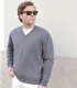 Jersey Cuello Pico 100% Lana Gris