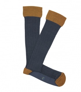 Calcetines Altos Espiga Azul y Naranja