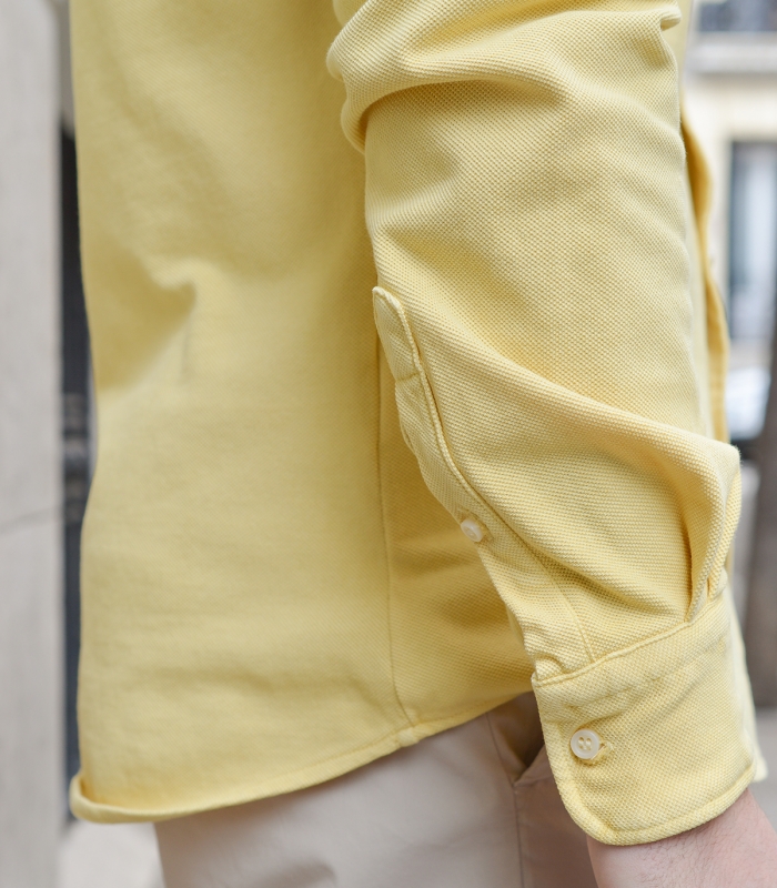 Washed Lemon Yellow Pique Shirt