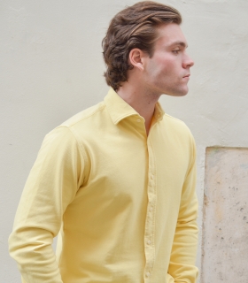 Washed Lemon Yellow Pique Shirt