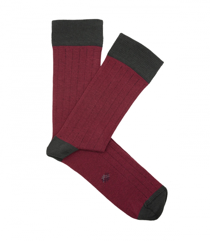 HOOK Red and Gray Ribbed Socks