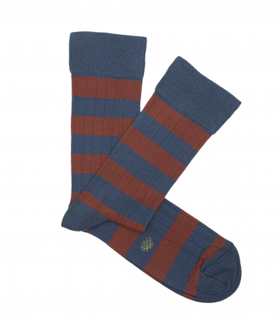 HOOK Blue and Tile Striped Ribbed Socks