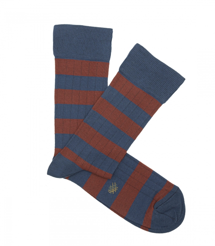 HOOK Blue and Tile Striped Ribbed Socks