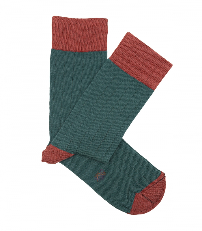 HOOK Green and Orange Ribbed Socks