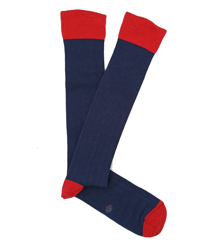 Calcetines Altos Canalé Azul y Rojo HOOK