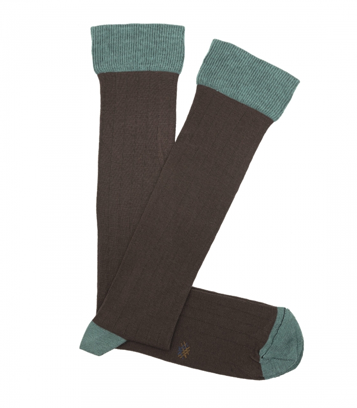 Calcetines Altos Canalé Marrón y Azul HOOK