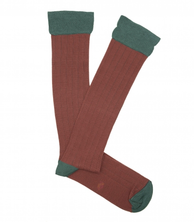 HOOK Tile and Green Ribbed High Socks