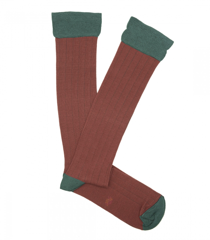 Calcetines Altos Canalé Teja y Verde HOOK