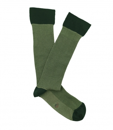 HOOK Green Herringbone High Socks