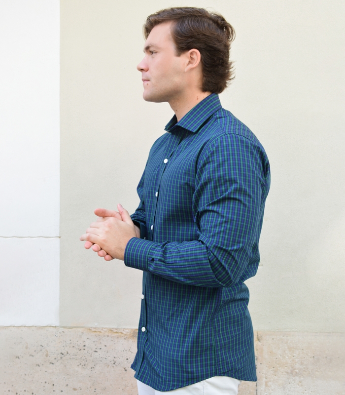 HOOK Camisa Popelín Tartán Azul Y Verde