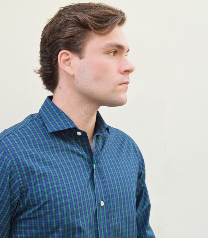 HOOK Blue and Green Tartan Poplin Shirt