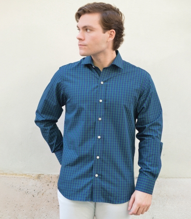 HOOK Blue and Green Tartan Poplin Shirt