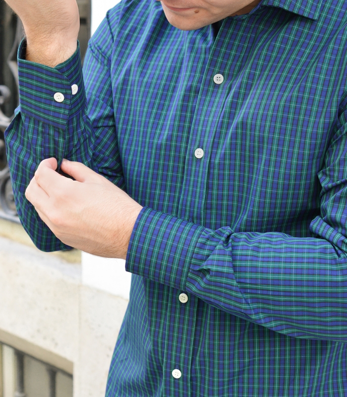 HOOK Blue and Green Tartan Poplin Shirt