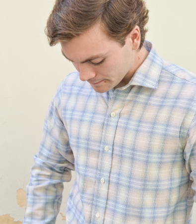 Camisa HOOK Franela Cuadros Azul Y Beige