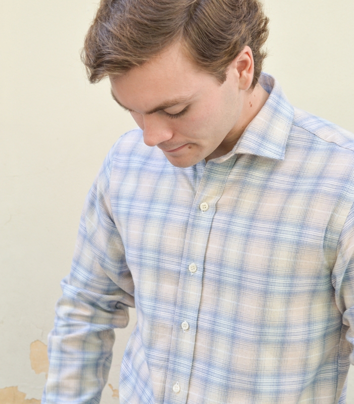 Camisa HOOK Franela Cuadros Azul Y Beige