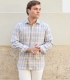 Camisa HOOK Franela Cuadros Azul Y Beige