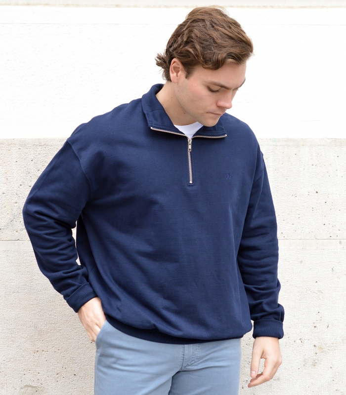 Sudadera Zip Oversize Azul HOOK