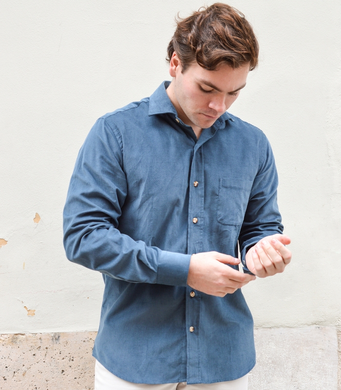 HOOK Petrol Blue Micro Corduroy Shirt