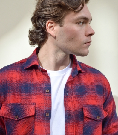 HOOK Red Checked Flannel Overshirt