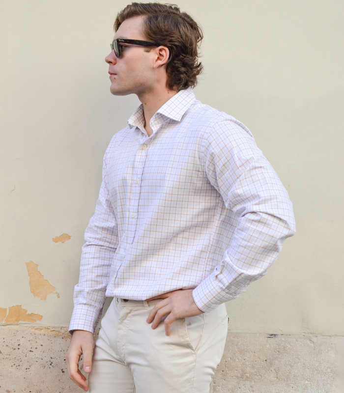 HOOK Light Blue And Brown Checkered Shirt