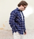 HOOK Blue Checkered Flannel Overshirt