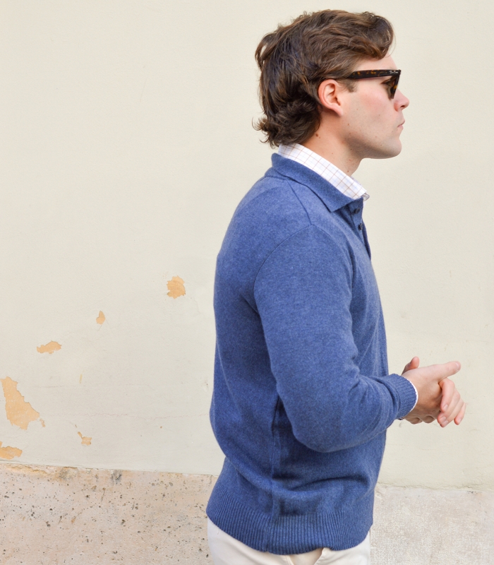 Jersey Polo Lana Cashmere Azul Medio HOOK