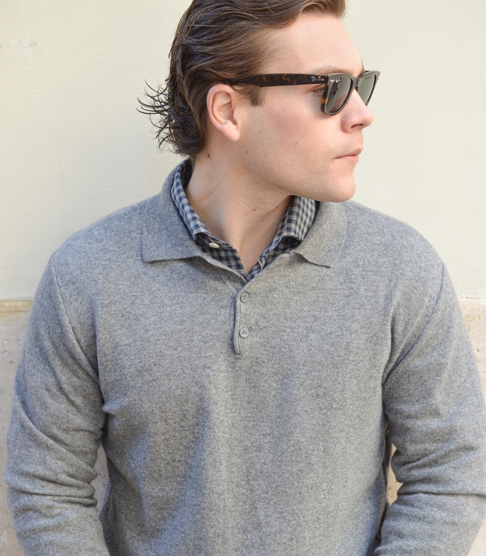 Jersey Polo Lana Cashmere Gris