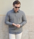 Grey Cashmere Wool Polo Sweater