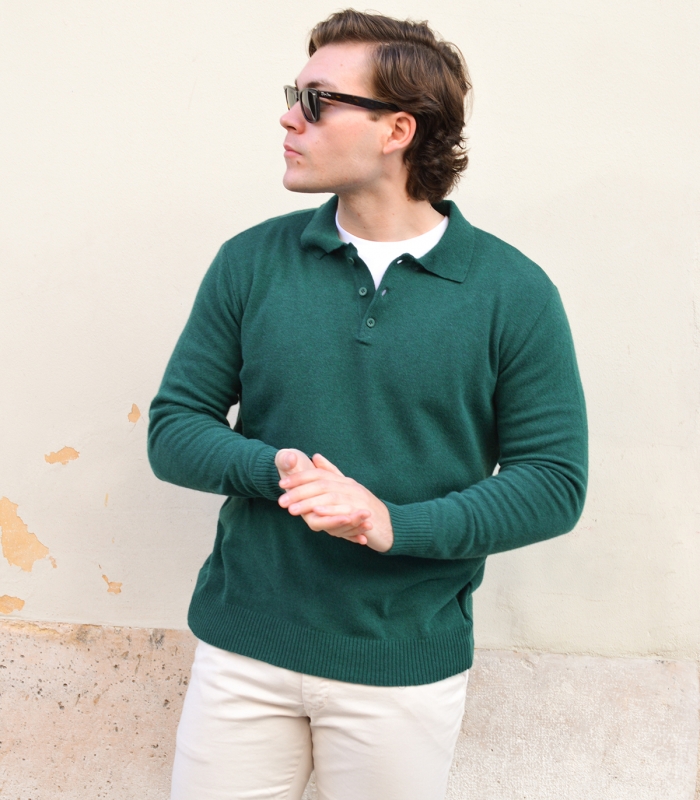 Jersey Polo Lana Cashmere Verde Esmeralda HOOK
