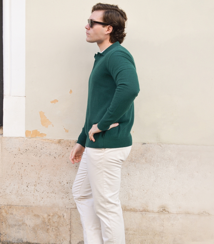 Jersey Polo Lana Cashmere Verde Esmeralda HOOK