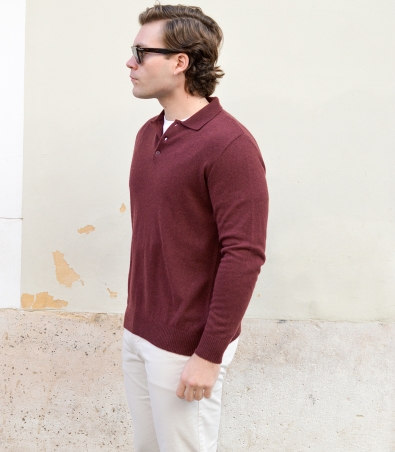 HOOK Burgundy Cashmere Wool Polo Sweater