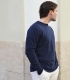 Blue Round Neck Sweater 100% Wool