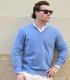 Light Blue V-Neck Sweater 100% Wool