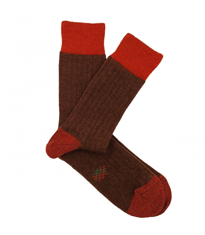 Brown and Tile Wool Socks