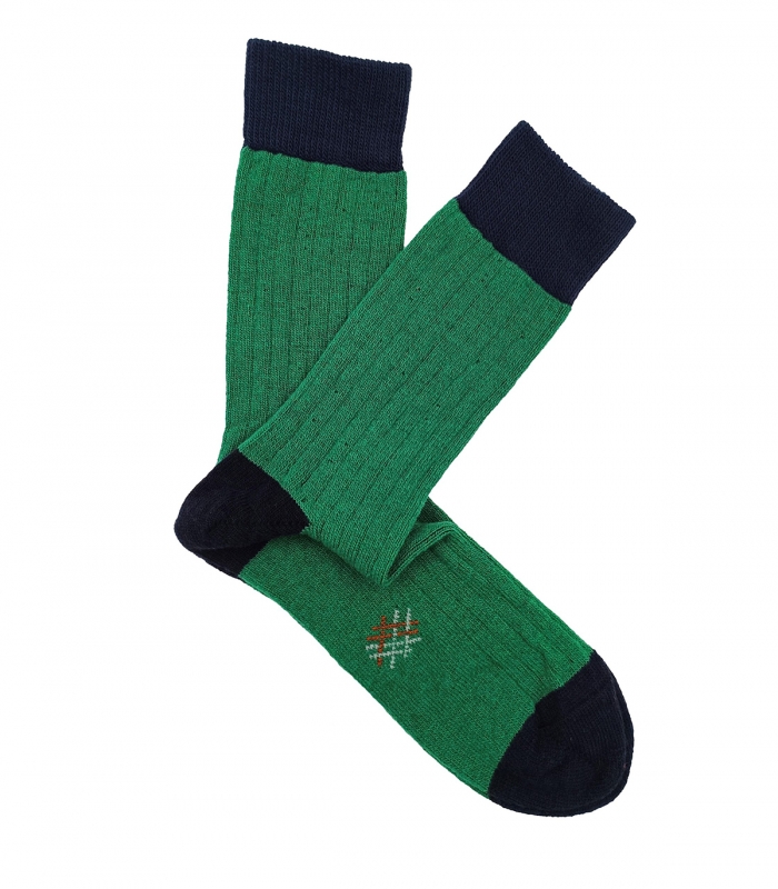 Green and Navy Wool Socks