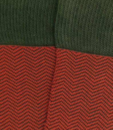 Orange and Green Herringbone High Socks