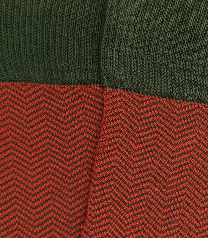 Orange and Green Herringbone High Socks