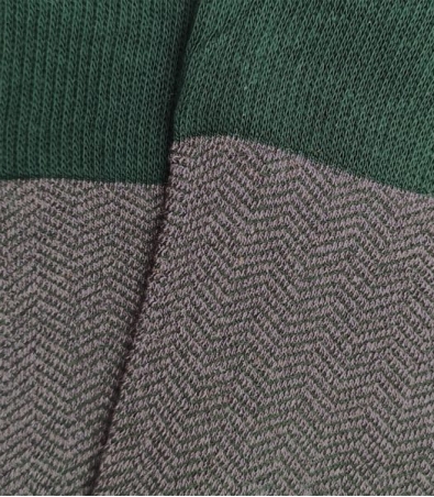 Gray and Green Herringbone High Socks