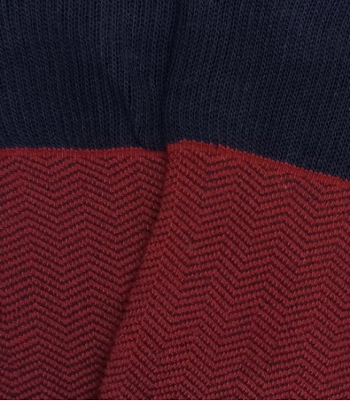 Burgundy And Blue Herringbone High Socks