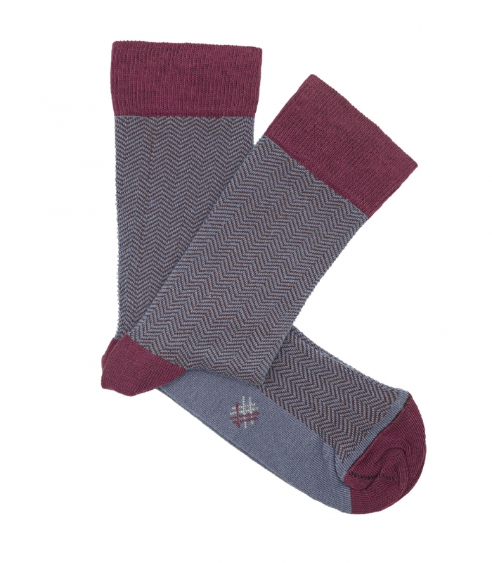 Blue and Burgundy Herringbone Socks