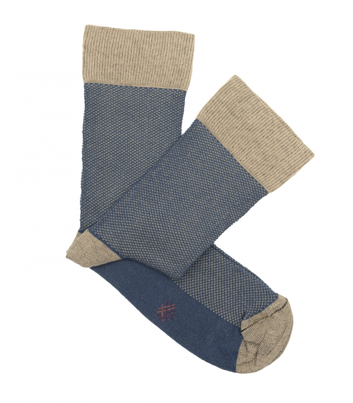 Blue and Beige Bird's Eye Socks