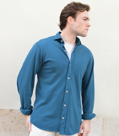 Camisa HOOK Piqué Fino Azul Ray
