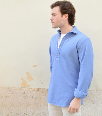 HOOK Grape Blue Summer Pique Popover Shirt